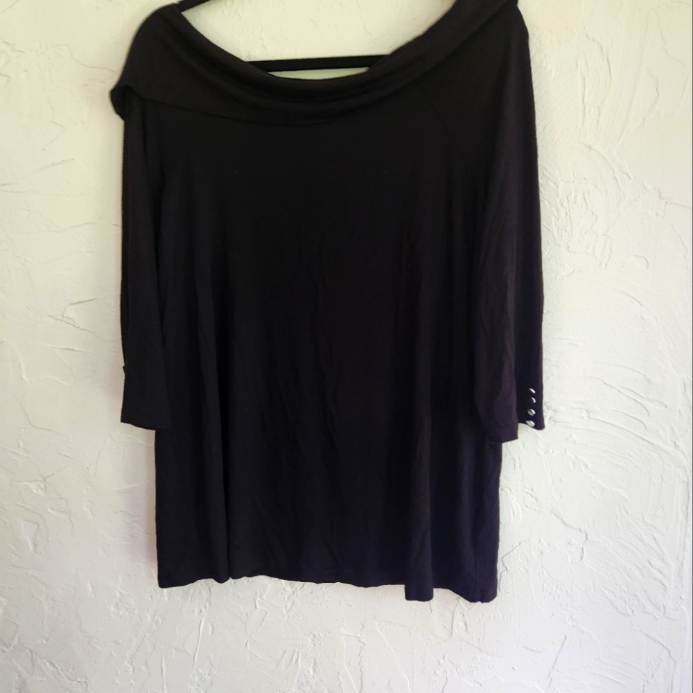 Premier Studio NWT Black, off-shoulder, 3/4 length sleeve Top. Size 1X